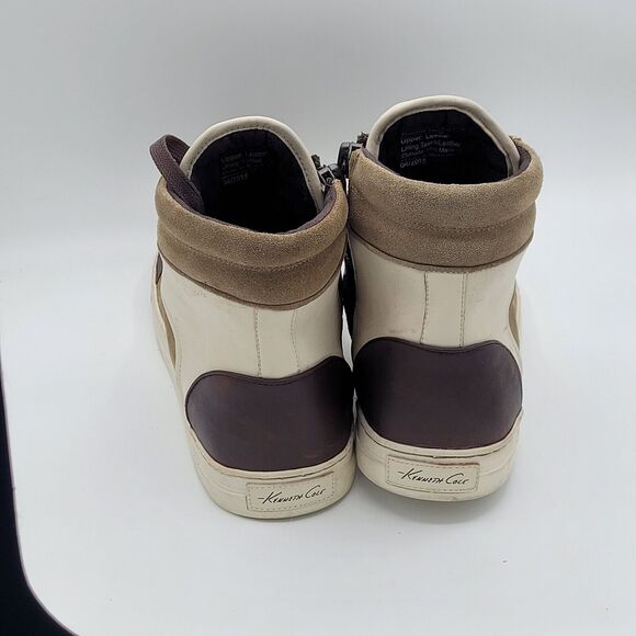 Kenneth Cole Men's Double Header High-Top Sneaker Size 11.5 white brown - Picture 6 of 8
